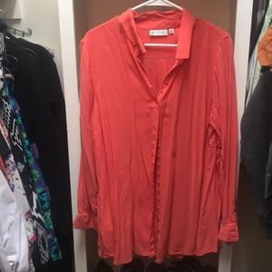 Coral button up shirt